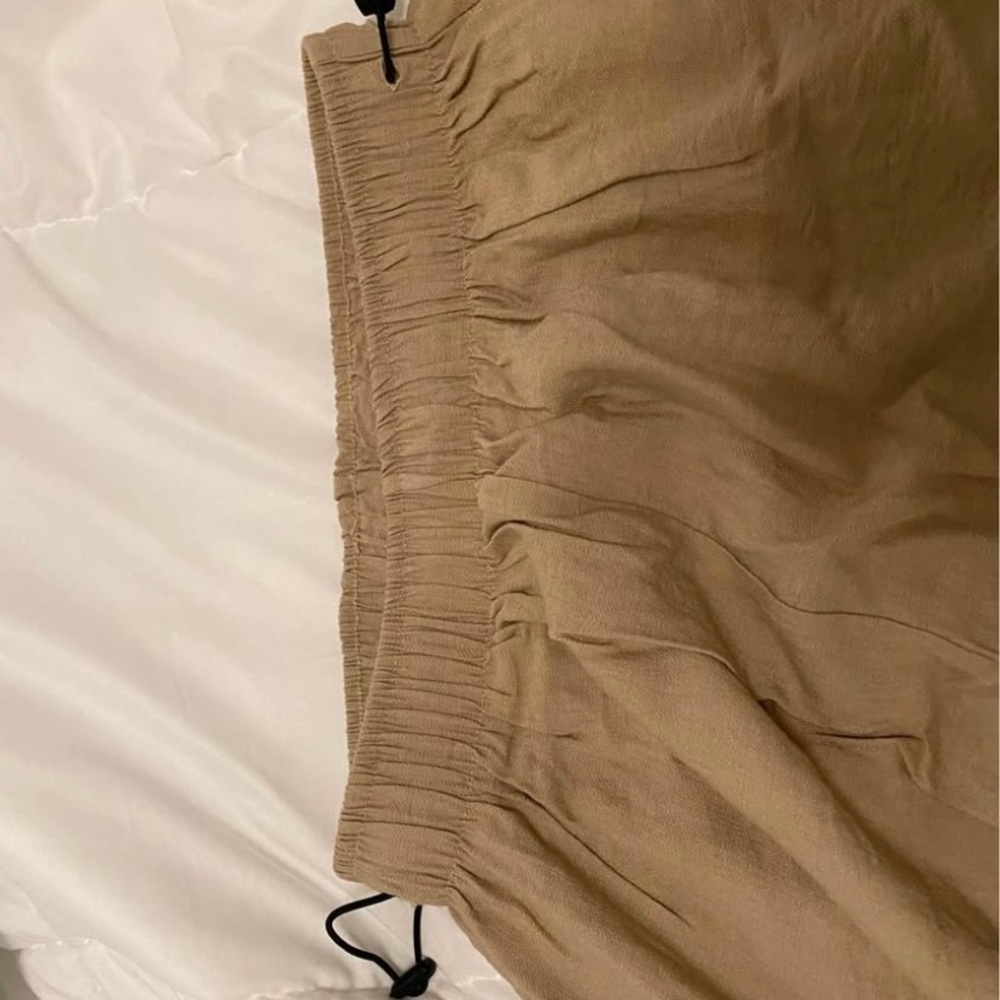 Tan Drawstring Parachute Pants - Picture 2 of 3